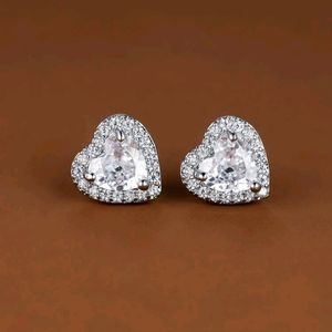 Rhinestone Heart Design Stud Earrings